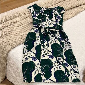Floral Green and White Dress